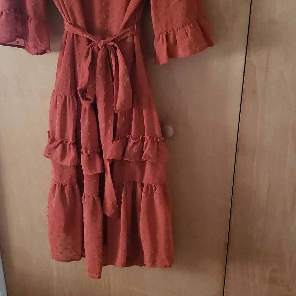 Orange Ruffle Dress - Picture 6 of 14